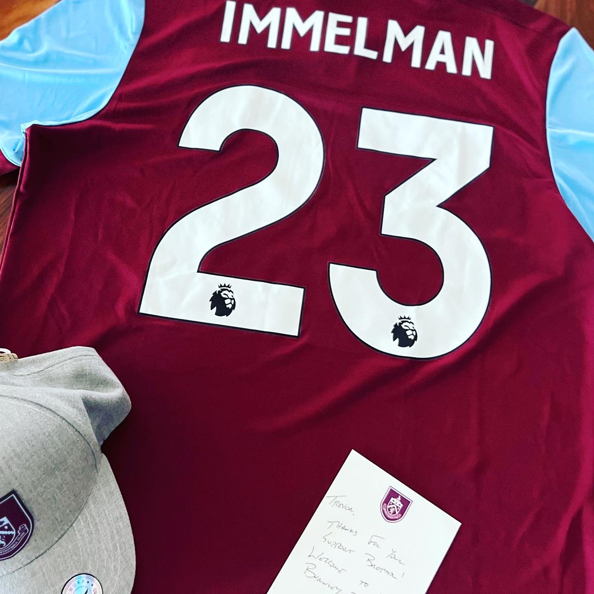 TrevorImmelman's tweet image. Cool surprise in the mail today…my man @JJWatt hooked me up with some @BurnleyOfficial gear…lets go!