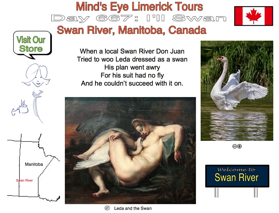#Limerick #entertainment #humor #SwanRiver #Manitoba #WilliamButlerYeats #LedaandtheSwan mindseyelimericktours.com/?p=3778 zazzle.com/store/mindseye…