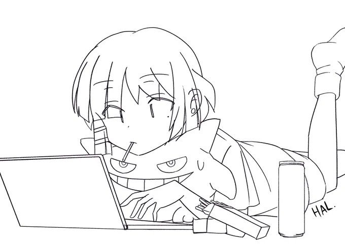 暑くて起きちゃって早朝お絵描き🫠あぢぃ 