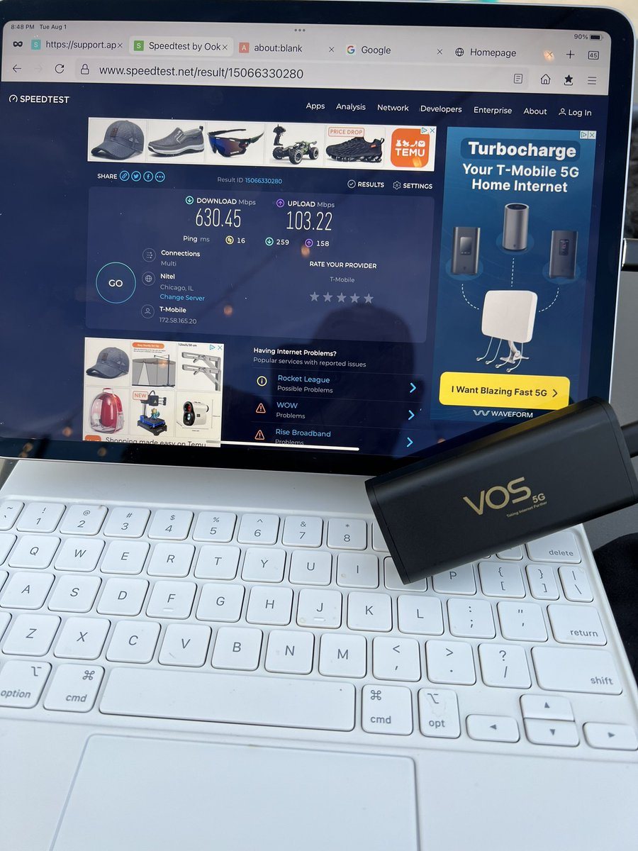 CraigAllen0921's tweet photo. $SRMX Another test of the @TriCascade VOS 5G. Aloft in Rolling Meadows IL. 630.45 down with 103.22 up! @Bigfoot_Slapper @MrMikeInvesting https://t.co/aEgbrgXRE8