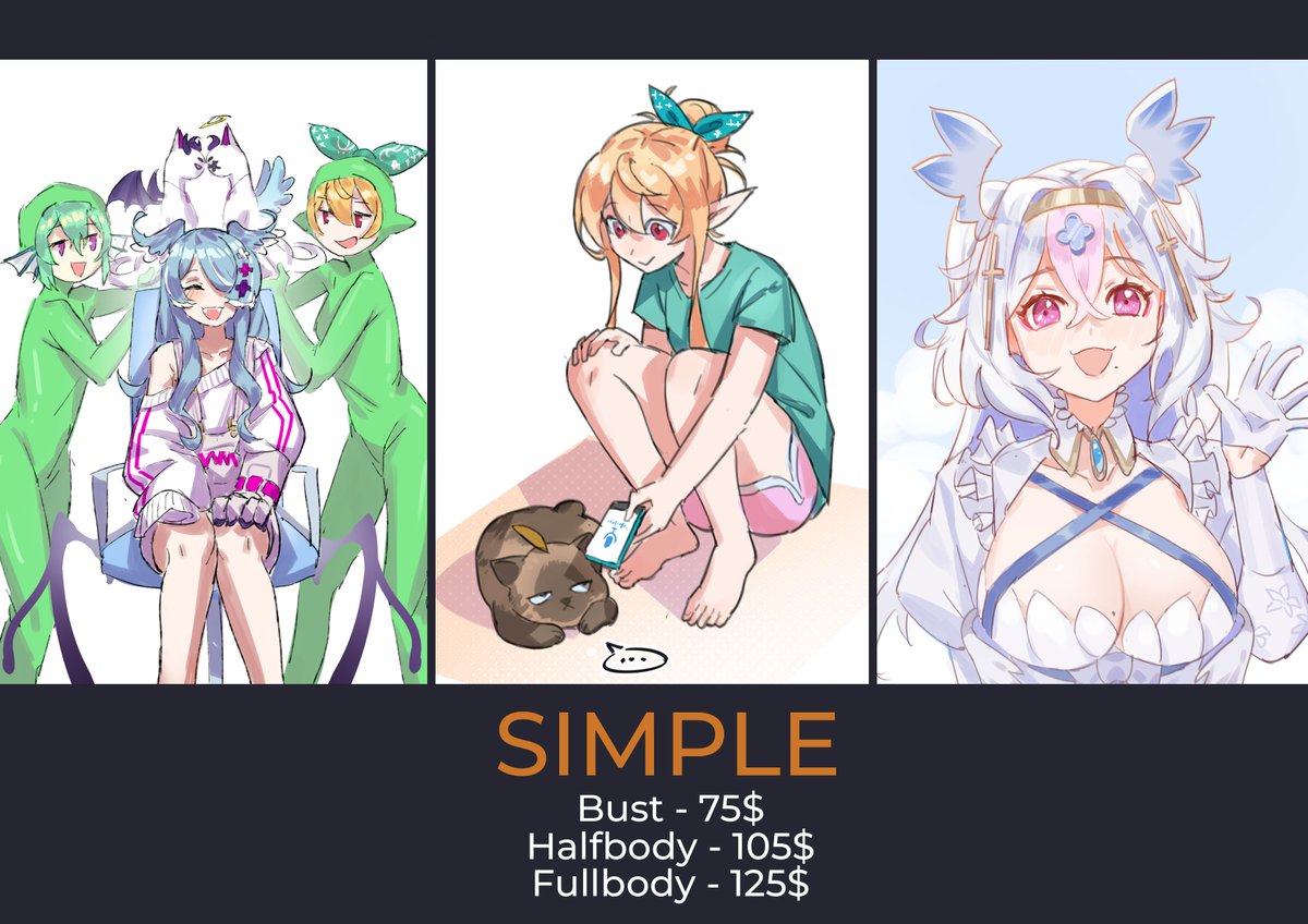 Hi! I'm opening 4 comm slots for August 🙏 RTs appreciated. Prices are the same as last time, not FCFS. Please read my terms here before DMing:   idk how it works now, but if you have problems DMing me on twitter, please email me at: maplesights@gmail.com