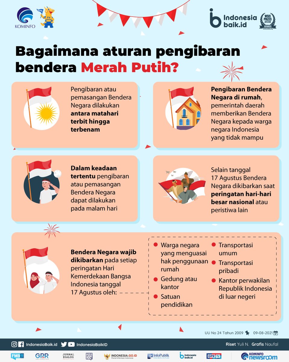 BmsHumas's tweet photo. Berdasarkan pedoman peringatan HUT ke-78 Kemerdekaan RI tahun 2023 oleh Kemensetneg RI, disampaikan bahwa pemasangan Bendera Merah Putih dimulai serentak mulai tanggal 1 -31 Agustus 2023. Sudah pasang bendera belum ? Kalau belum, yuk lakukan 😉 https://t.co/sgrFBSHP1Z