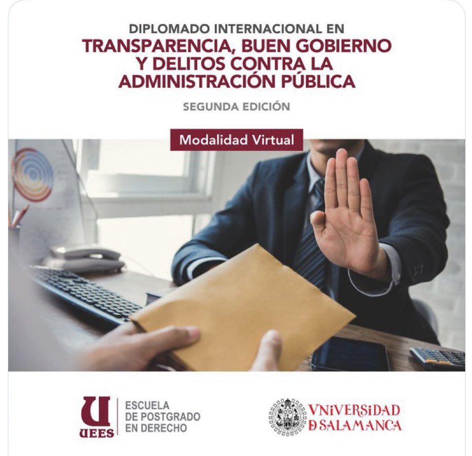 Te invitamos a inscribirte en nuestro nuevo diplomado internacional, doble certificación con <a href="/usal/">Universidad de Salamanca</a> 🇪🇸 . Un programa interdisciplinario y sumamente pertinente.

Modalidad 100% virtual..

Inicio: de Septiembre, 2023.

Inscripciones: uees.edu.ec/postgrado/post…

#EscuelaDerechoUEES