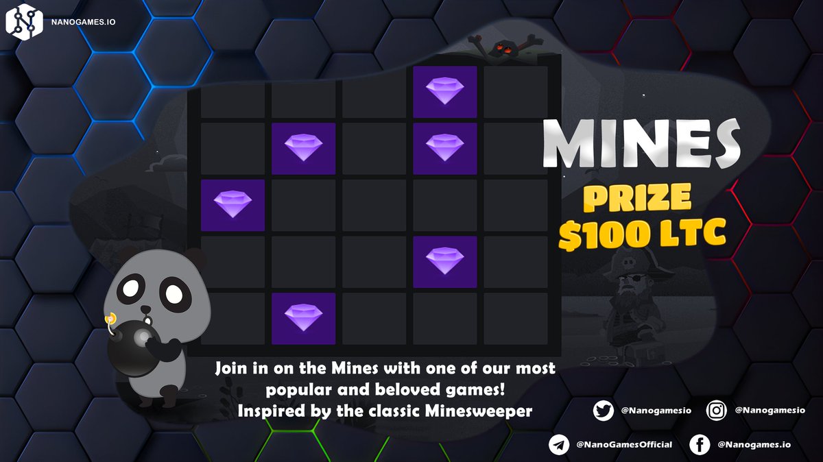 Our featured game of the week is "Mines" 🕹

🏆$50 for 2 random players

✔Post a screenshot playing Mines (CUB included)
✔Like + RT Using #Litecoin
✔Tag friends
🔺️Minimum VIP Allowed 10+

nanogames.io/mines

⏳Ends 48 hours!

#BTC #BNB #TRX #ETH