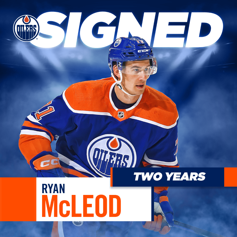 EdmontonOilers's tweet photo. ☁️ CLOUDER CONDITIONS ☁️

The #Oilers have signed forward Ryan McLeod to a two-year contract extension with an AAV of $2.1 million. 

#LetsGoOilers