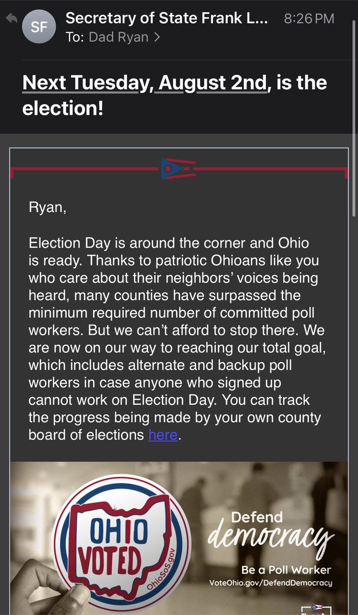 RyTheCommsGuy's tweet photo. Oh man, whoever wakes up and gets my reply email tomorrow morning is going to have a really bad start to their day. Wrong date, bro. @FrankLaRose 

Vote No on 1.
Rose Nylund > Pete Rose > Frank LaRose 🤮 

Go vote on >> TUESDAY, AUGUST 8TH!!  << https://t.co/kDLqgUFHoF
