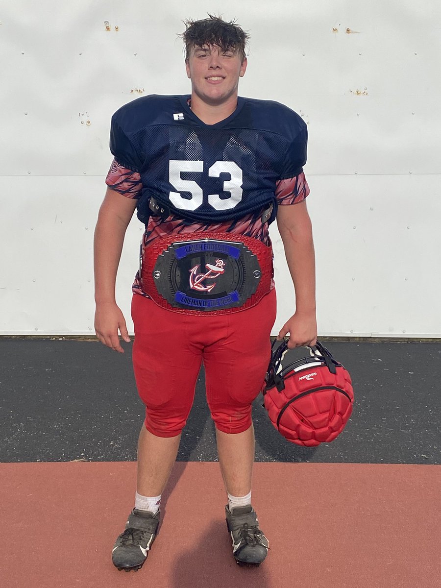 RCLaker_OL's tweet photo. Our first lineman of the week for the 2023 season @fulk_jaxon 

Jaxon had a tremendous off-season. Worked hard every day and has become a leader for our group! Looking for big things from 53 this year!

#FWF https://t.co/pX6Y9vSxex