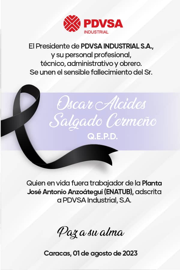 CpttPgjaa's tweet photo. Paz a tu alma compañero Óscar Salgado, te recordaremos como un buen compañero de trabajo, lamentamos tu inesperada partida hermano. Dios te tenga en su gloria.

@TellecheaRuiz 
@industriaPDVSA 
@CpttPgjaa 
#enatub https://t.co/vZPgdc5MD4