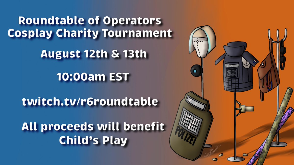 R6RoundTable's tweet image. Hey all! Don't forget next weekend, we have our annual charity tournament for @CPCharity! We've got 6 wonderful teams that are going to play for some memes and have a wonderful time. We can't wait to see you there!