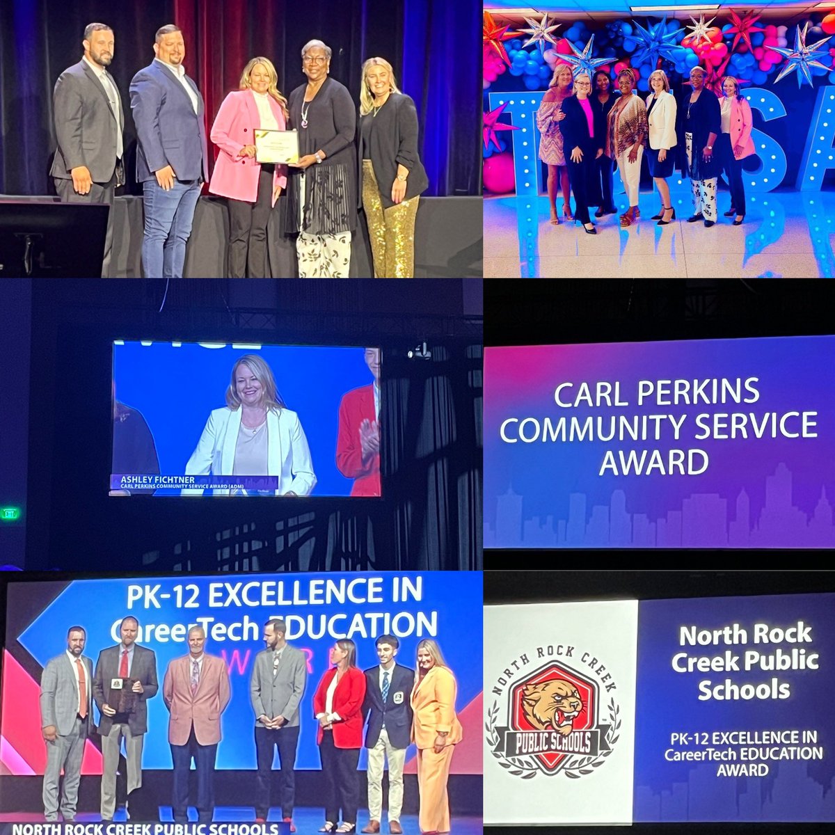 GCTechOK's tweet photo. GCTC staff was on hand in Tulsa for #OKSummitt23.
Top: GCTC was recognized as a Gold Star School for the 22nd consecutive year.
Middle: Congrats to GCTCβs Ashley Fichtner for being nominated for the Carl Perkins Community Service Award!
#OkACTE #OKSummit23 #OKCareerTech https://t.co/gaL9yK1Kpb