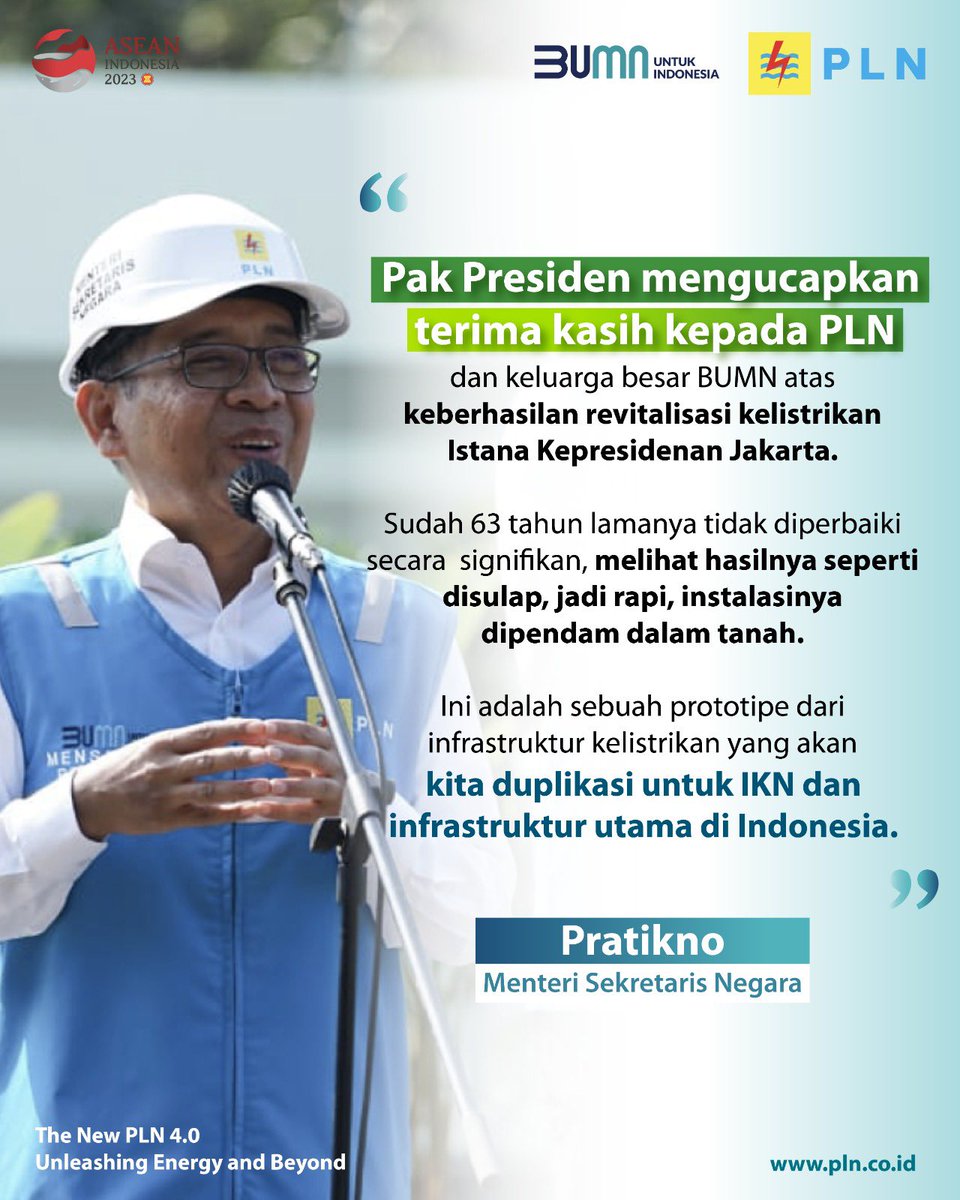 papan_atas's tweet image. Electrizen, Menjelang peringatan Hari Ulang Tahun ke-78 Kemerdekaan Republik Indonesia, Menteri Sekretaris Negara, Pratikno meresmikan hasil revitalisasi kelistrikan di Istana Kepresidenan Jakarta yang dilakukan oleh PLN, Selasa (1/8).
#pPLN #RevitalisasiListrikIstana