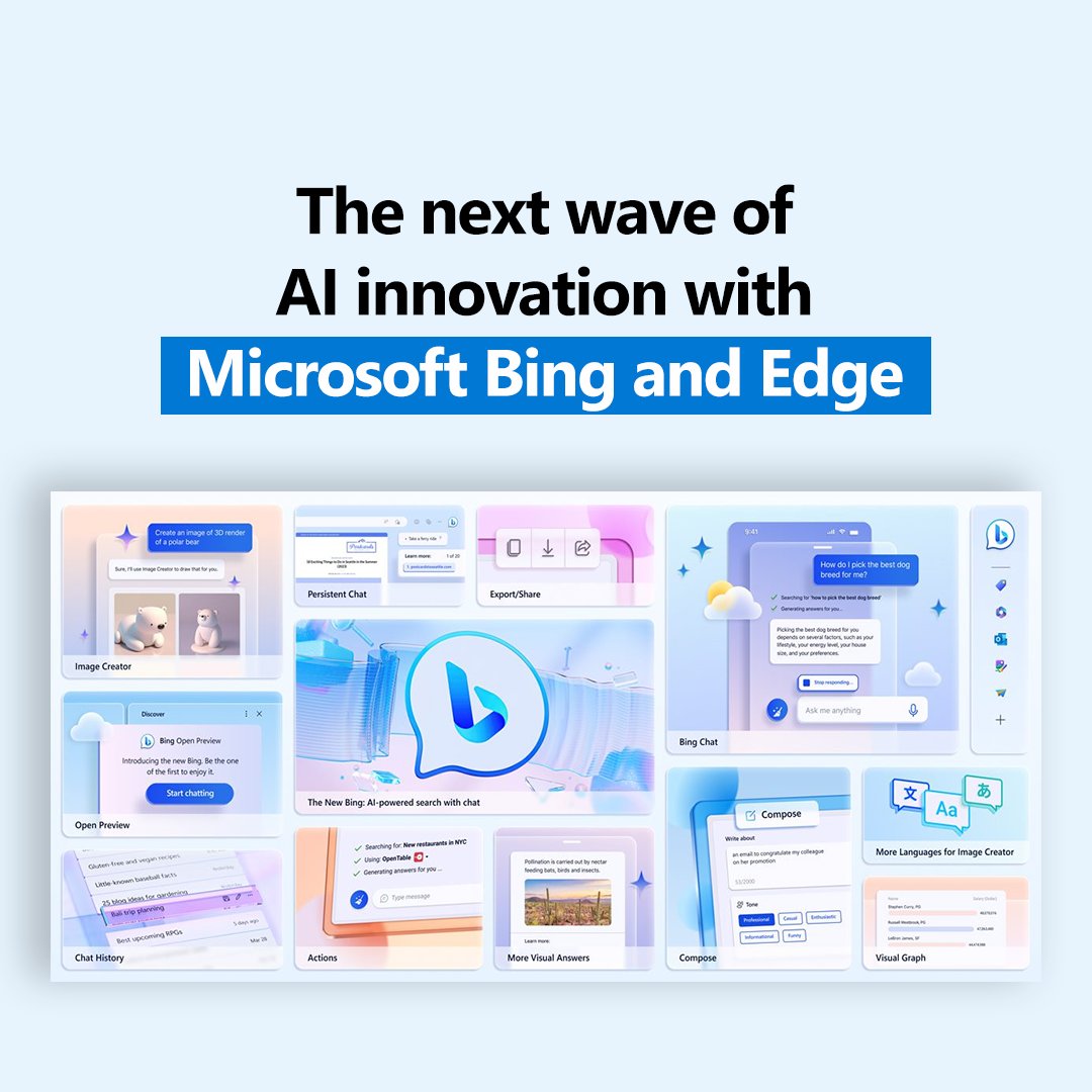 MicrosoftANZ's tweet photo. In just 90 days, @MicrosoftEdge and @Bing users engaged in over a half a billion AI-powered chats 💪
Are you ready to enter the next generation of AI innovation? Learn more: https://t.co/q0nta5myv9 #MicrosoftANZ #Technology #AI https://t.co/1iAk6esVvx
