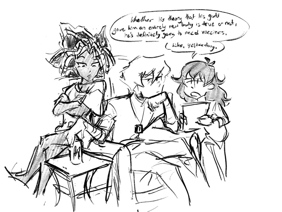 Was silly sketching about a post DSOD "Atem goes back with Kaiba and gets his own body" au. I was thinking about caffeine tolerance (1/2) #ygo 
