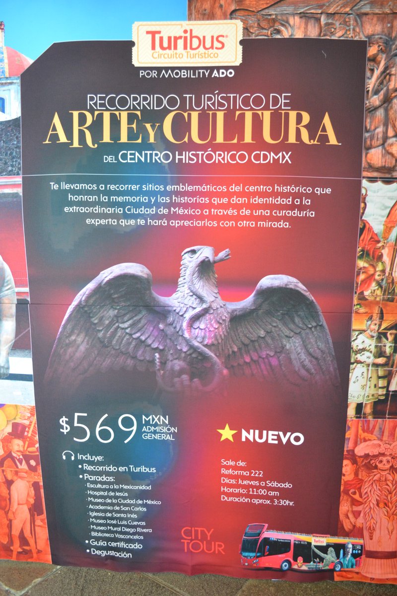 La nueva ruta Turística de #Arte Y #Cultura desde Centro Histórico con <a href="/turismocdmx/">Secretaría de Turismo de la Ciudad de México</a> en Ciudad de México 

🚍 viajar en TURIBUS  a  través de la historia a los museos de la capital, CdMx.

Inicia el jueves 4 de agosto, a partir de las 11:00 horas y serán hasta los sábados.