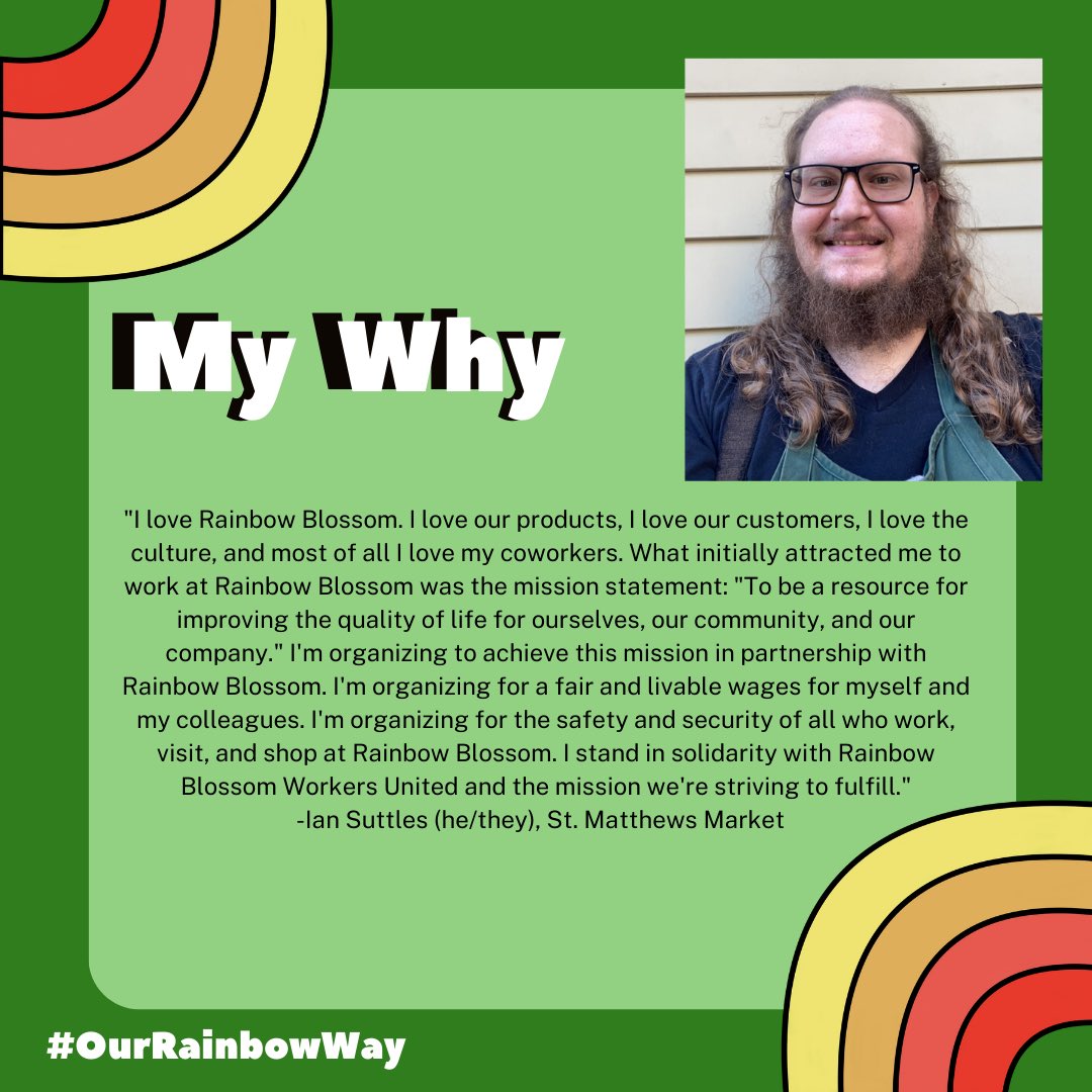 WorkersUnitedRB's tweet photo. Meet Ian! Ian has been a team member at Rainbow since 2020. Read about their โwhysโ for joining our team and supporting our efforts to organize!
Ian has a lot of character and makes rainbow brighter everyday. Thank you for being awesome!
#TheRainbowWay #OurRainbowWay https://t.co/wa9DNgMEG9