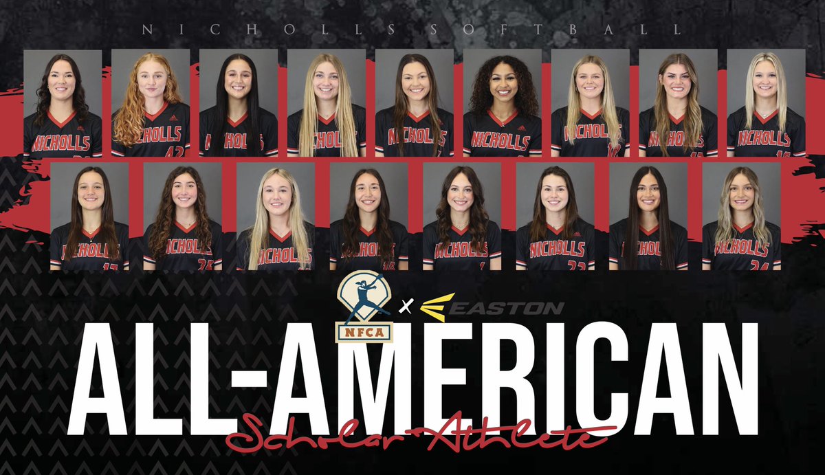 𝙎𝙏𝙐𝘿𝙀𝙉𝙏-Athletes down on The Bayou! 

• 17 NFCA Academic All-American 
• #66 in the country Team GPA
• <a href="/SouthlandSports/">Southland Conference</a> best

#SwordsUp⚔️ | #DirtyRed4Life