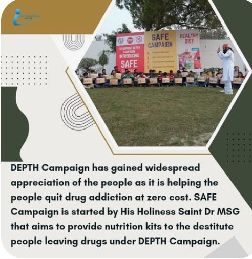 DeepakArora83's tweet photo. To make #DrugFreeIndia, Saint MSG began Depth Campaign for quitting drug and #SAFECampaign  give addicts a healthy diet which will help them to be healthy and get rid of drug. Let's make our Nation drug free. https://t.co/2aBksPdgDk