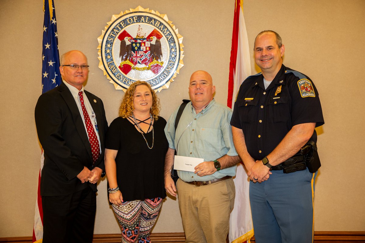 ALEAprotects's tweet photo. Earlier today, Sr. Trooper Charles May was presented with a check from the American Association of State Troopers (AAST) to assist with medical expenses after suffering from complications following an exposure to fentanyl mixed with xylazine. https://t.co/9Hr8AuaUqn