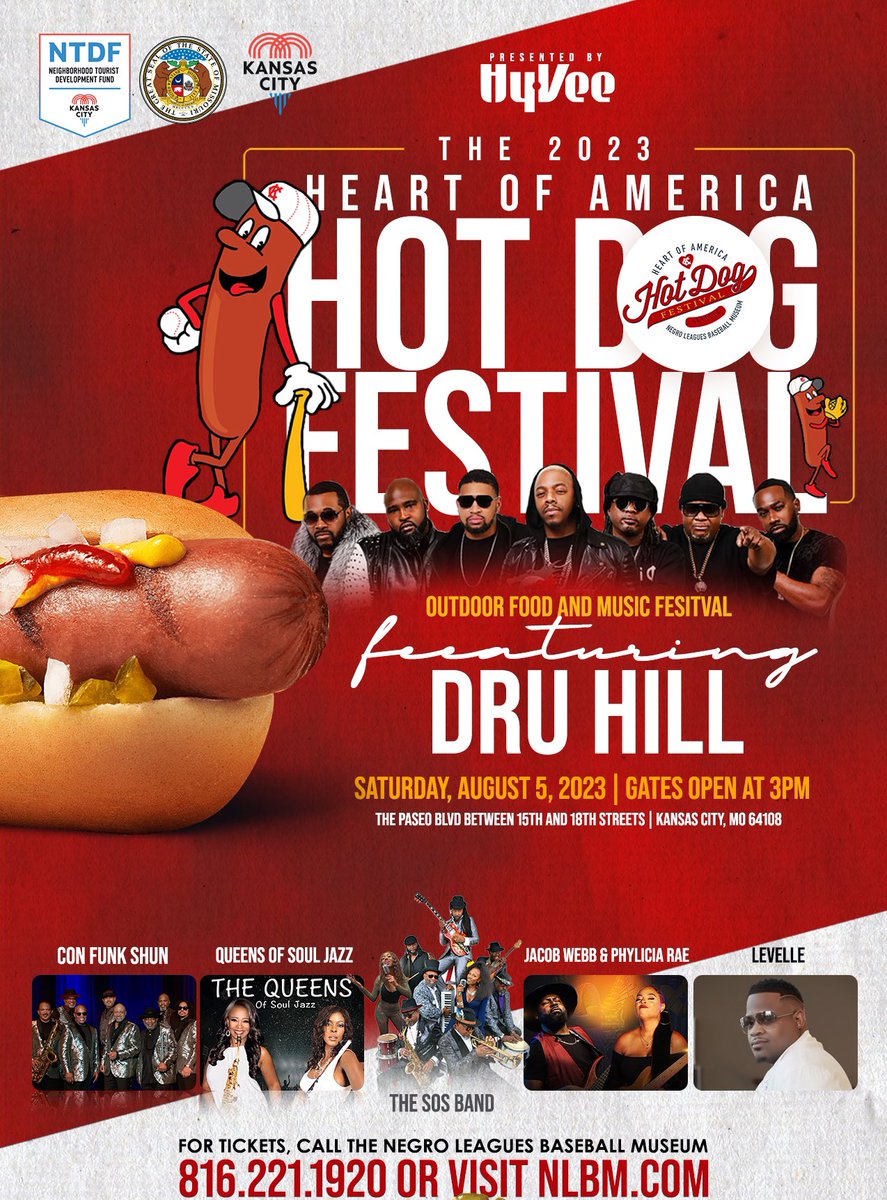 Kansas City!!!! Hot diggity dog!! The 2023 @NLBMHotDogFest is THIS weekend! All proceeds benefit the @NLBMuseumKC!! Gates open at 3 PM! A big thank you to our community partners for making it possible!!!