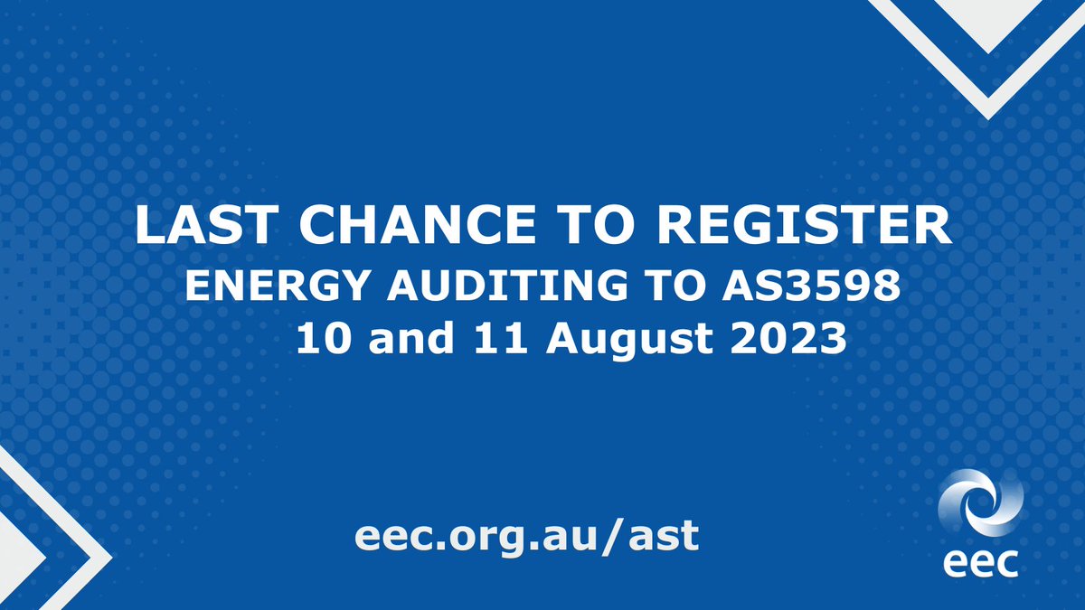 Looking for professional development opportunities in the #energysector? come to our online energy auditing masterclass on 10 and 11 August and get the skills and knowledge to deliver audits that meet Australian Standard buff.ly/3s1hW3O