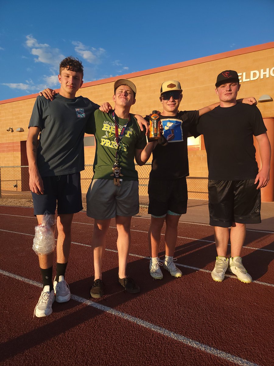 Practice players of the day today. From left to right, Senior Daniel Hackett, Junior David Harris, Sophomore, Andrew Workman, Freshmen James Harrington. Excellent job, gentlemen! Thank you for setting the tone today.