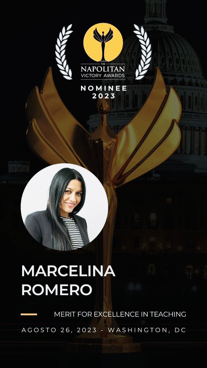 lmarcelinaromer's tweet photo. 🏆¡NOMINADA LOS NAPOLITANS!  
The Washington Academy of Political Arts &amp; Sciences® (WAPAS) @TheNapolitans 
👩🏻‍🏫 Categoría: AE01 -Mérito a la Excelencia en la Enseñanza.  
Nos vemos en la entrega de premios
📍Washington DC
¡Deseadme 🍀  ! https://t.co/hiQvotLJ4L