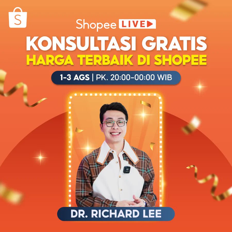 @captioncewek aku sih udah set alarm tiap jam 8 malam dari tanggal 1-3 biar nggak ketinggalan nonton livenya dr. richard lee di shopee

shope.ee/8UfUoBzMLA
#DrRichardShopeeLIVE50Persen