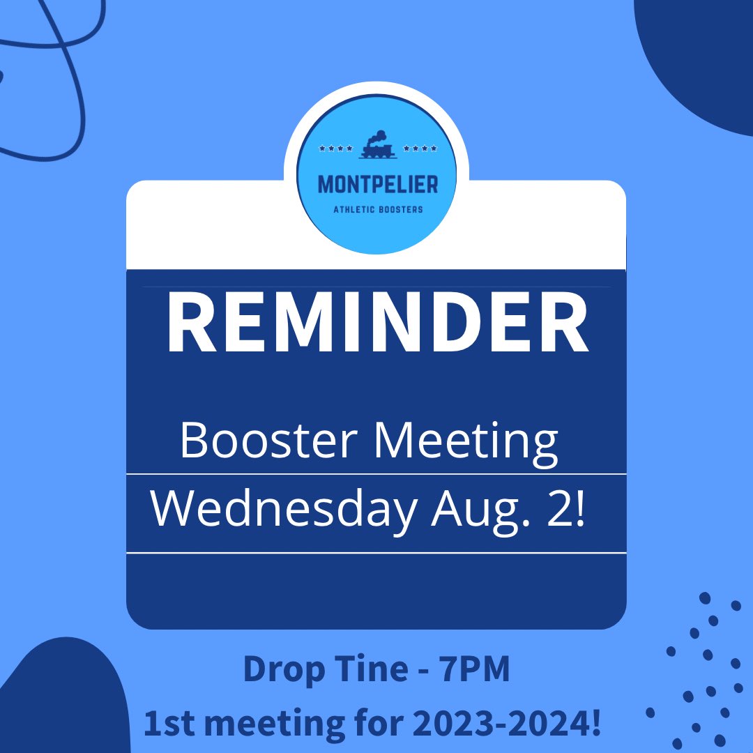Mont_AthBooster's tweet photo. FIRST BOOSTER MEETING FOR 2023-2024!

See you tomorrow night (Wed) at 7pm!

Let’s support our Student Athletes! https://t.co/2IKh6EaIb7