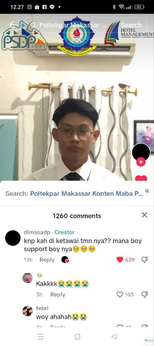 sbmptnfess's tweet photo. udah pada liat video ospeknya poltekpar Makassar belum? 😭 ptn! https://t.co/I2I6ZnXA8V