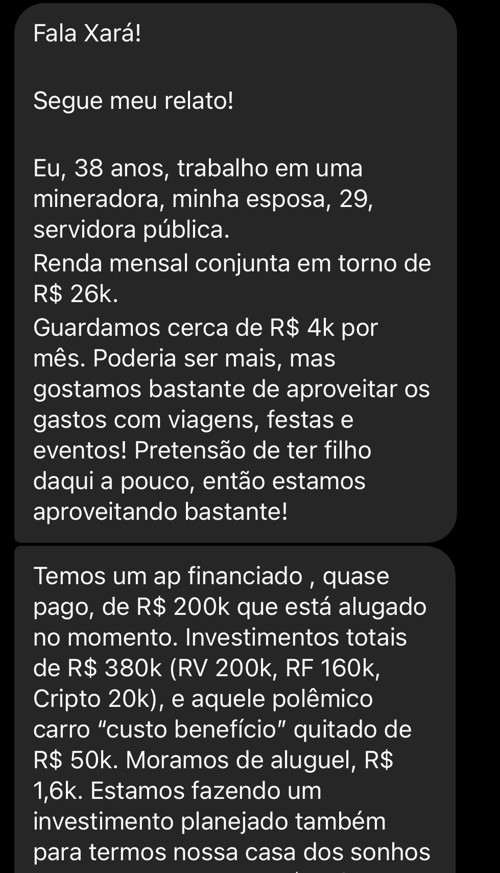 Rafael Zattar on X: Casal com renda mensal de 80 mil reais no #Zflix. 💰  Ele: Médico: 40k. 👨‍⚕️ 40k. Ela: Dentista: 40k. 👩‍⚕️ 40k. AP: 600k 🏠💰 2  viagens por ano (