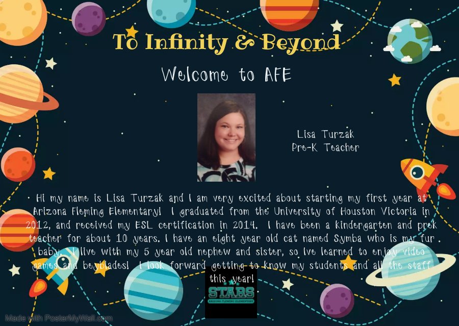 AFE_Stars's tweet photo. 3...2...1 Blast Off!!! Let's welcome Ms. Turzak to the AFE Family!!!  Looking forward to seeing her launch our Stars to success!! 💫🚀
#BuiltToBeAStar
@PrincipalSYoung https://t.co/j0nIOmCBeS