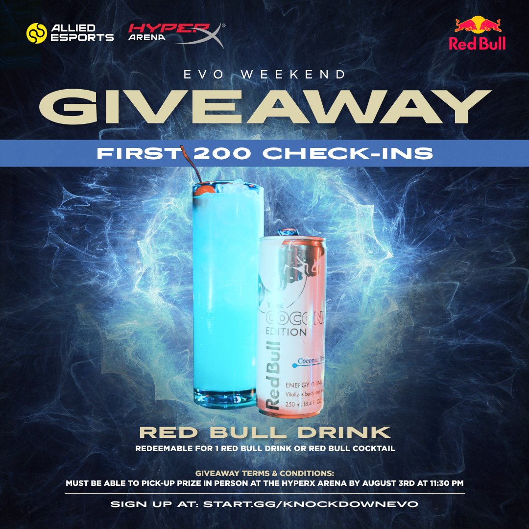 HyperXArena's tweet photo. We're giving away HUNDREDS of products this #Evo2023!!

Be sure to check-in at 5pm at the HyperX Arena for some amazing prizes 🎟️🎁 and stay tuned for more giveaways throughout the weekend!!

B2YB: @redbullgaming https://t.co/8sXec8iPPW