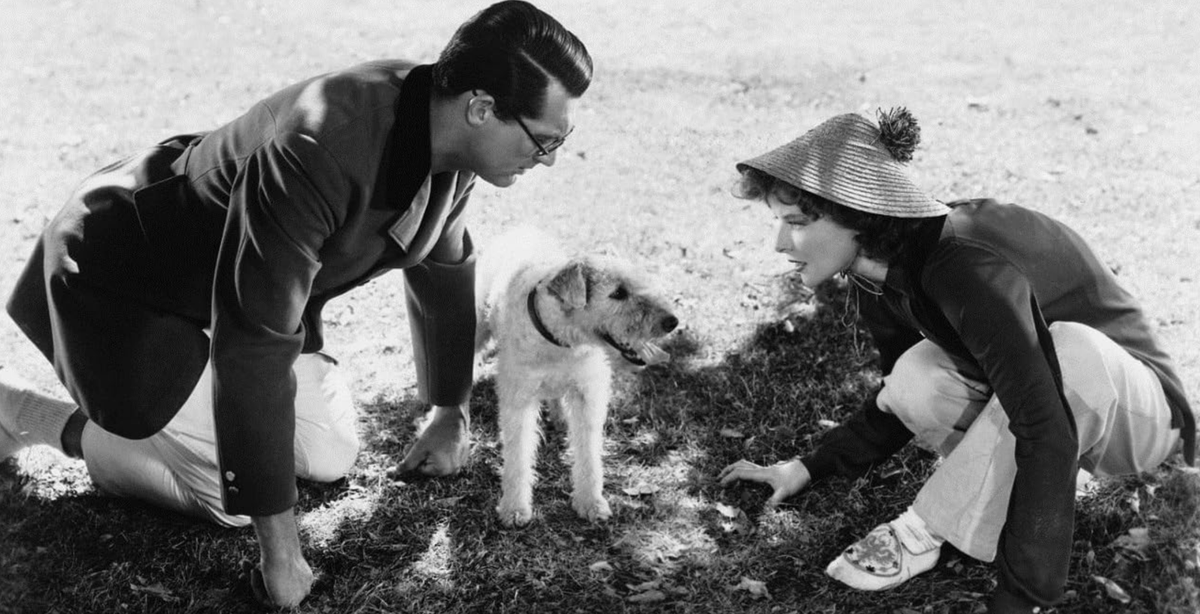 TimeMachineHQ's tweet image. "George!  George! Where's the bone George?! 🐶🦴🤣

#CaryGrant, #Skippy the #Dog, and #KatharineHepburn looking for that intercostal clavicle that George buried in the back yard in "Bringing Up Baby", 1938.📽️😂