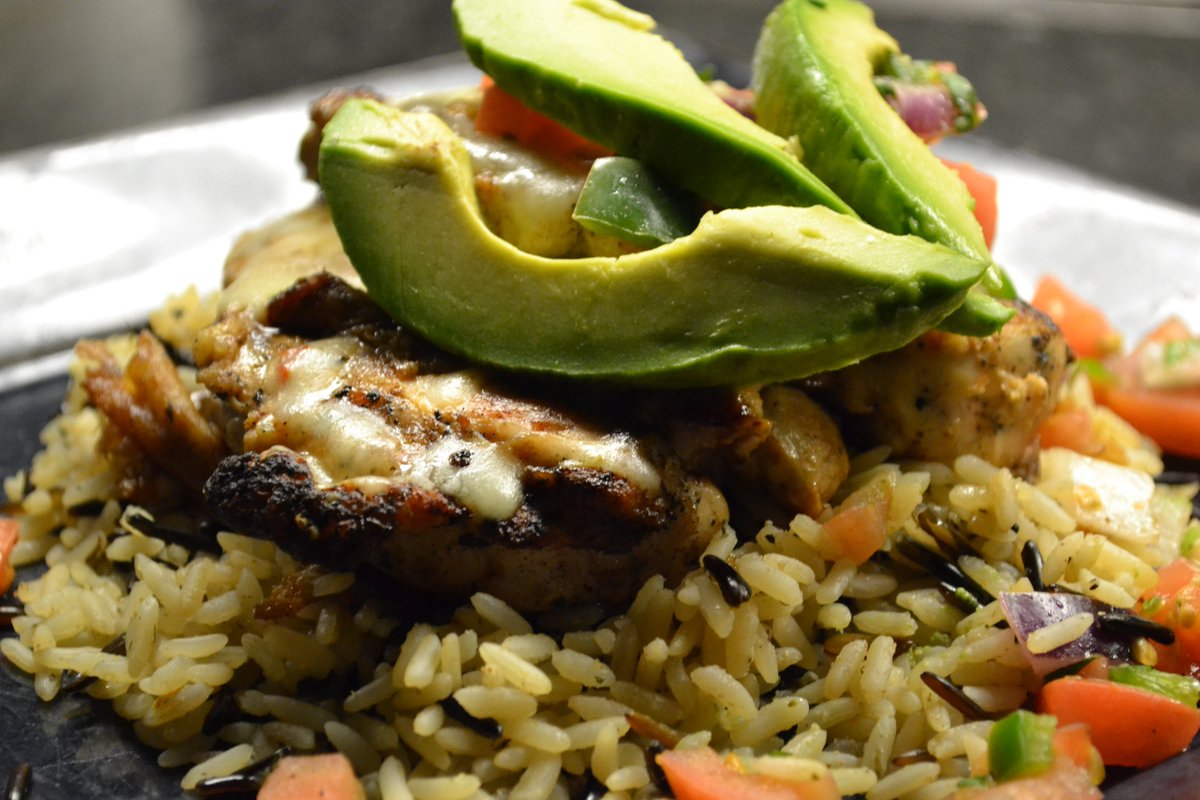 Marinated Tequila Lime Chicken served over wild rice blend, pepper jack cheese, pico de gallo and sliced avocado.  
#TequilaLimeChicken #foodie
