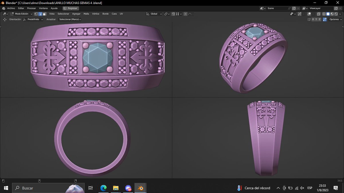 Chuchas_3D's tweet photo. Day 7: last day of the challenge, today I had a lot of problems, I'll tell you in the comments, I hope you like it :D
#blender3d #3djewelry #3dRing #wireframe3d #modeling3d #b3d #jewelrydesigner #joyería #diamonds #3dmodel #Ring https://t.co/wTqicZV1rN
