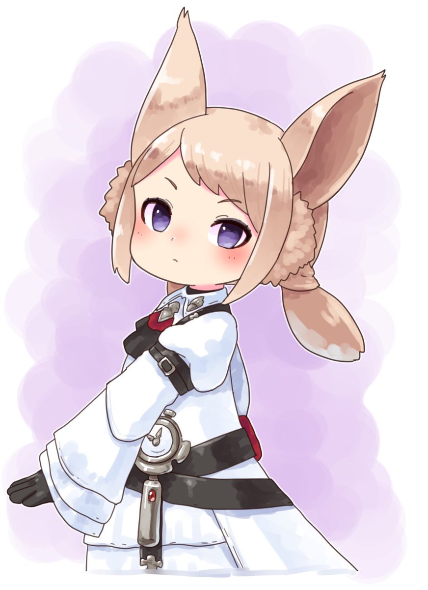 avatar (ff14) lalafell 1girl pointy ears red eyes gloves solo glasses  illustration images