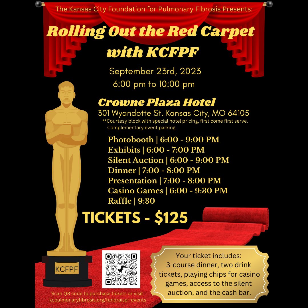 kcfpf's tweet photo. Step into frame and strike a pose on the Red Carpet!  Dress to impress in your glitziest Hollywood attire at this year's annual gala with The Foundation for Pulmonary Fibrosis.  Tickets on sale now! https://t.co/U0o4N5sOZ2