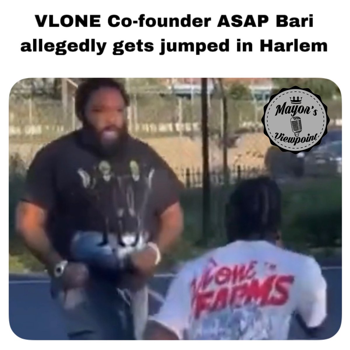 MayorsViewpoint's tweet photo. #VLONE Co-founder #ASAPBari jumped in Harlem by New York bloods https://t.co/hjXoi0TFmN