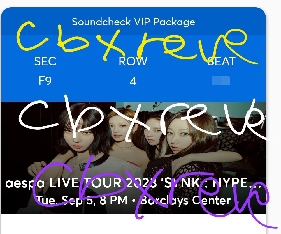tokkiggomi's tweet photo. WTS aespa Brooklyn VIP TICKET
price: face value $424
#aespa_SYNK_HYPERLINE #aespa #WINTER #NINGNING #GISELLE #KARINA #Brooklyn #aespatour
#aespaticket #aespavip
#aespa_SYNK_HYPERLINE_USA
#kpopnyc https://t.co/YAm4KT6cYs