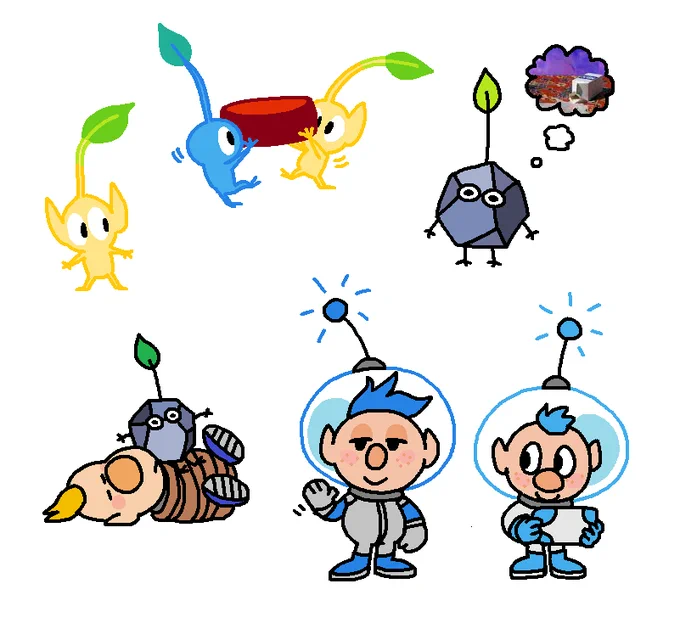very minor pikmin 4   they made an older brother for alph! I love the sleepy eyes #pikmin #mossworm
