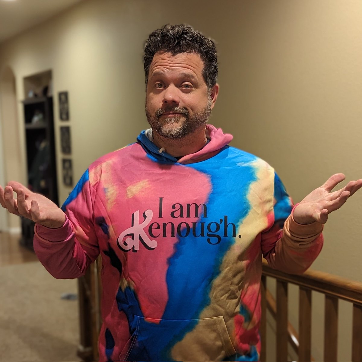 BeanoTheGeek's tweet photo. Got some new threads to wear around the Mojo Dojo Casa House 
#iamkenough #barbie https://t.co/AIX1Jy0D5W