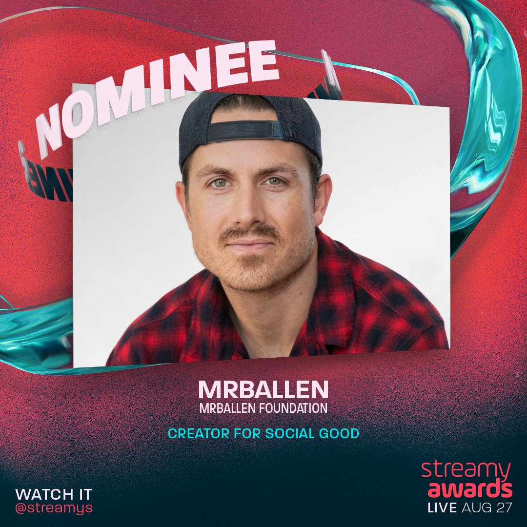 Congrats to the MrBallen Foundation, <a href="/MrBallen/">MrBallen</a>  &amp; the whole Ballen Studios team for getting nominated for "Creator for Social Good" at 2023 Streamy Awards.

The mission of the MrBallen Foundation is to Honor Victims and Support Families of heinous crimes.

*Almost $1M Donated YTD