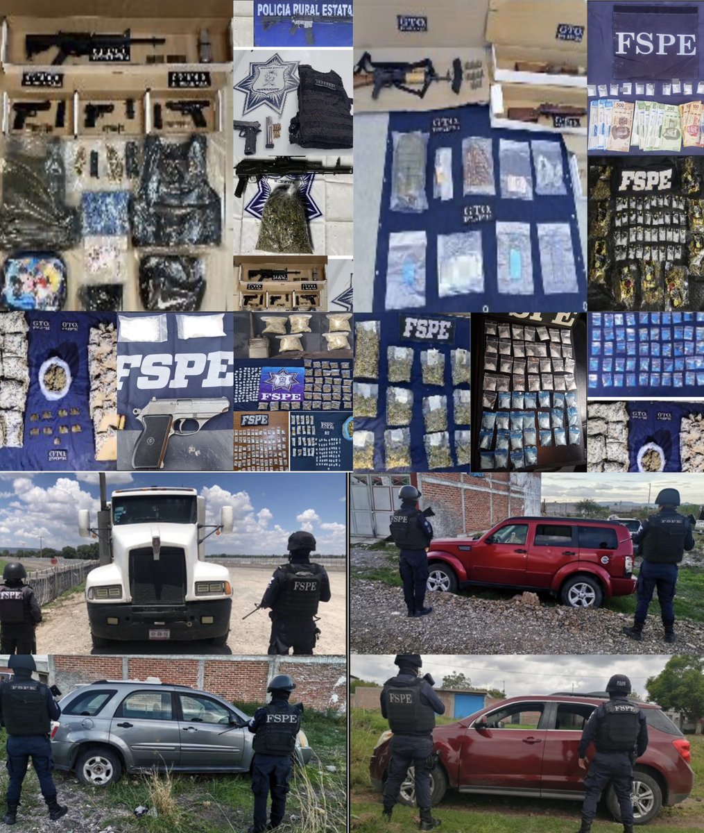 AlvarCdeV's tweet photo. #ResultadosSSPEG #Julio23
#BoletínSSPEG
• Derivado de patrullajes y operativos realizados en la entidad, la SSPEG logró asegurar durante el mes de julio un total de 18 armas de fuego cortas y largas, con 15 detenidos. Son aseguradas más de 36 mil 500 dosis de diversas drogas y son detenidos a 77 personas vinculadas a este tipo de delito.
Guanajuato, Gto,- 01 de agosto de 2023.- A través de las acciones para el fortalecimiento de la seguridad en Guanajuato por parte de la Secretaría de Seguridad Pública del Estado, durante el pasado mes de julio se logró el aseguramiento de 18 armas de fuego cortas y largas, así como la detención de 15 personas vinculadas con este delito. También, fue posible el aseguramiento de más de 36 mil 500 dosis de diversas drogas, en cuyos hechos se detuvo a 77 personas, así como la recuperación de 50 vehículos de motor.
A través del despliegue operativo de las Fuerzas de Seguridad Pública del Estado se aseguraron un total de 18 armas de fuego cortas y armas largas en diversos municipios de la entidad, siendo detenidas durante estas acciones un total de 15 personas que fueron puestas a disposición de la autoridad competente.
#JuventinoRosas:
• 01 arma de fuego larga calibre .7.62.
#León:
• 01 armas de fuego larga calibre .223.
• 01 cargador, calibre .223.
#Pénjamo:
• 02 armas de fuego largas calibre .223.
• 160 cartuchos calibre .223
• 06 cargadores calibre .223.
#SanMiguelDeAllende:
• 01 arma de fuego corta calibre .22.
• 01 arma de fuego corta calibre .380.
• 07 cartuchos calibre .380.
#Salvatierra:
• 01 arma de fuego larga calibre .223.
• 03 armas de fuego calibre .9 mm.
• 01 arma de fuego corta calibre 5.56
• 130 cartuchos de diversos calibres.
• 07 cargadores.
#SanFelipe:
• 01 arma de fuego corta calibre .22.
• 12 cartuchos calibre .22.
• 01 cargador calibre .22.
#Tarimoro:
• 01 arma de fuego larga calibre 5.56.
• 06 cartuchos, calibre .5.56.
#ValleDeSantiago:
• 01 arma de fuego larga calibre 7.62.
• 02 armas de fuego largas calibre .22.
• 01 arma de fuego corta calibre 357 Magnum.
• 100 cartuchos de diversos calibres.
#Celaya:
• 01 arma de fuego corta calibre .22.
• 03 cartuchos calibre .22.
• 01 cargador, calibre .22.
Con respecto al aseguramiento de droga, durante el mes de junio, las Fuerzas de Seguridad Pública del Estado lograron sacar de las calles en 17 municipios, un total de 36 mil 502 dosis de diversas sustancias ilícitas como la mariguana, el cristal, piedra base y cocaína.
Como resultado de los aseguramientos de droga, fueron detenidas en estas acciones un total de 55 personas que fueron puestas a disposición de la autoridad competente y la mayor parte de estas capturas se realizaron en los municipios de: #Abasolo, #Acámbaro, #Celaya, #Cortazar, #Irapuato,#JuventinoRosas, #León, #Pénjamo, #Salvatierra, #SanDiegoDeLaUnión, #SanJoséIturbide, #SanLuisDeLaPaz, #SanMiguelDeAllende, #Tarimoro, #ValleDeSantiago, #Silao y #Villagrán.
A continuación, los tipos de droga asegurados por cantidades:
• Mariguana: 28,282 dosis.
• Cristal: 8 mil 127 dosis.
• Piedra base: 20 dosis.
• Cocaína: 42 dosis.
• Pastillas de medicamento controlado: 31
Finalmente, con ayuda de las herramientas tecnológicas y en apoyo a los acciones de seguridad, las Fuerzas de Seguridad Pública del Estado aseguraron en 20 municipios de la entidad, un total de 50 vehículos con reporte de robo, siendo estas unidades desde automóviles, motocicletas y vehículos de carga. Sobre estos hechos, se detuvo a varias personas que fueron puestas a disposición de la autoridad competente.
Con estas acciones permanentes, el Gobierno de Guanajuato a través de la Secretaría de Seguridad Pública del Estado, refrenda su absoluto compromiso por la construcción de más y mejores condiciones para la paz y la tranquilidad de las familias.
-
@gobiernogto @diegosinhue @SeguridadGto