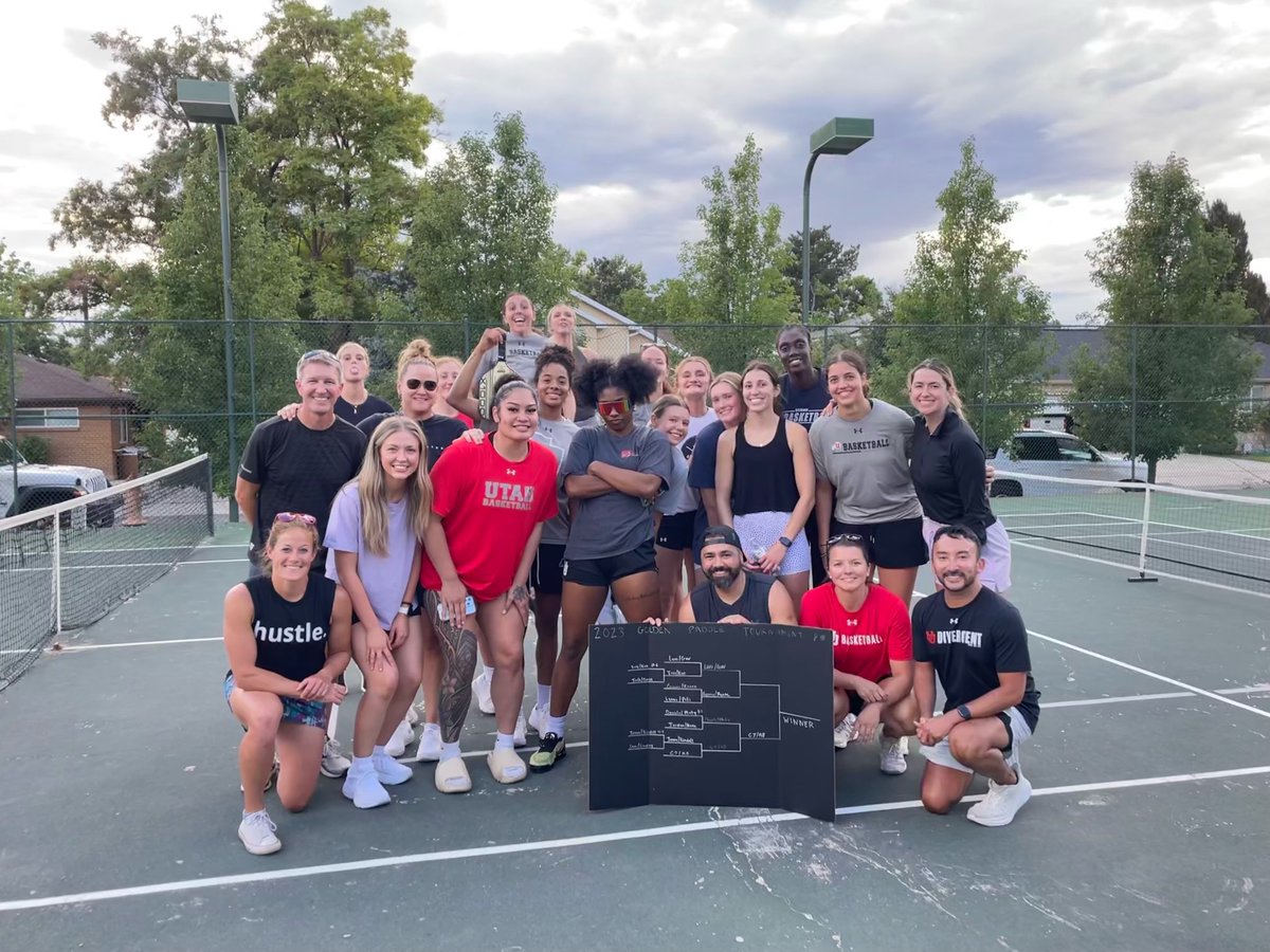 2023 ⁦@UTAHWBB⁩ Pickleball Tournament is in the books!! Congrats to ⁦CJ and AB for the victory. (⁦@alissa_pili⁩ and I would have had a shot, were it not for ⁦@giannakneepkens⁩ cheating.)