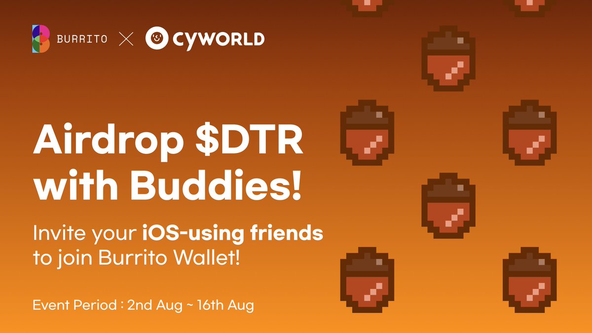 We would like to say thank you for waiting for the IOS release, Burrito Wallet is celebrating the launch of IOS beta version with a DTR token Airdrop event!

Invite your friends to Burrito Wallet and get DTR token airdrop with your friends! 💰

You can get 10 DTR tokens for each