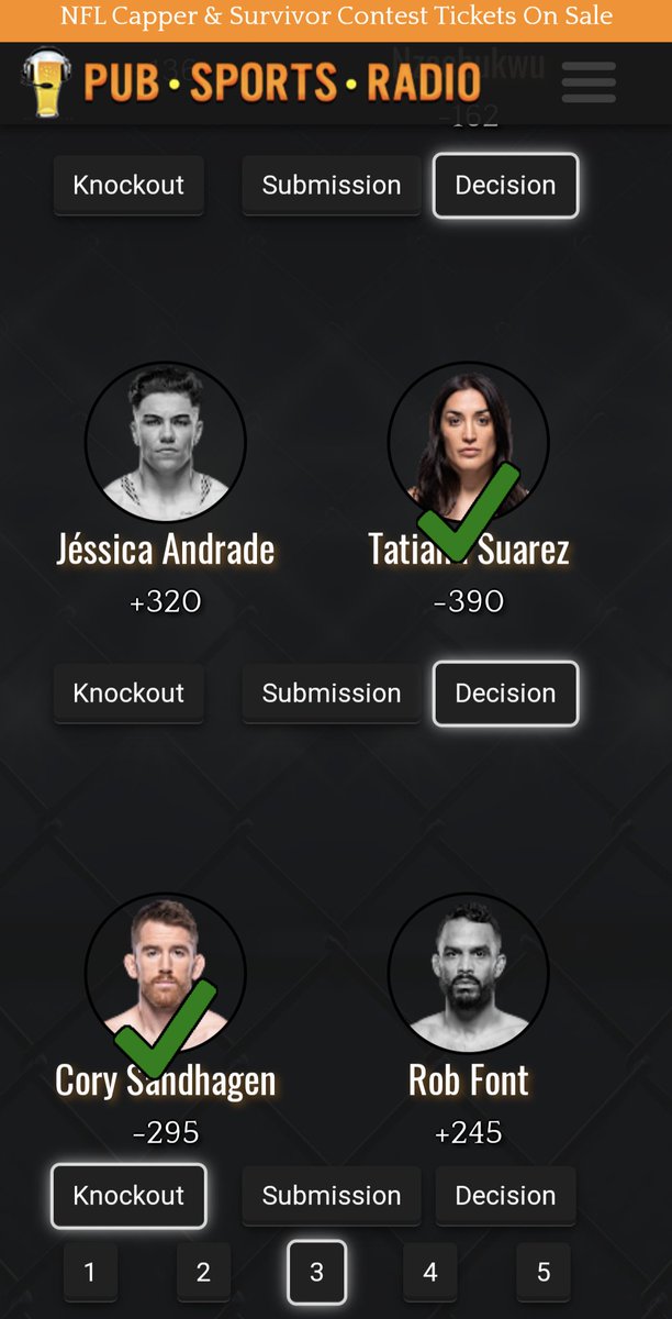 PubSportsRadio's tweet photo. Last week the #ufc contest with 114 entries was tight competition. This week we decided that whatever amount of entries we wind up with this week will be the pot amount for 1st place. So as long as it's over 100 entries the pot will be gaining.
Sign up now and get picks in now !
https://t.co/mutiWYCIc7