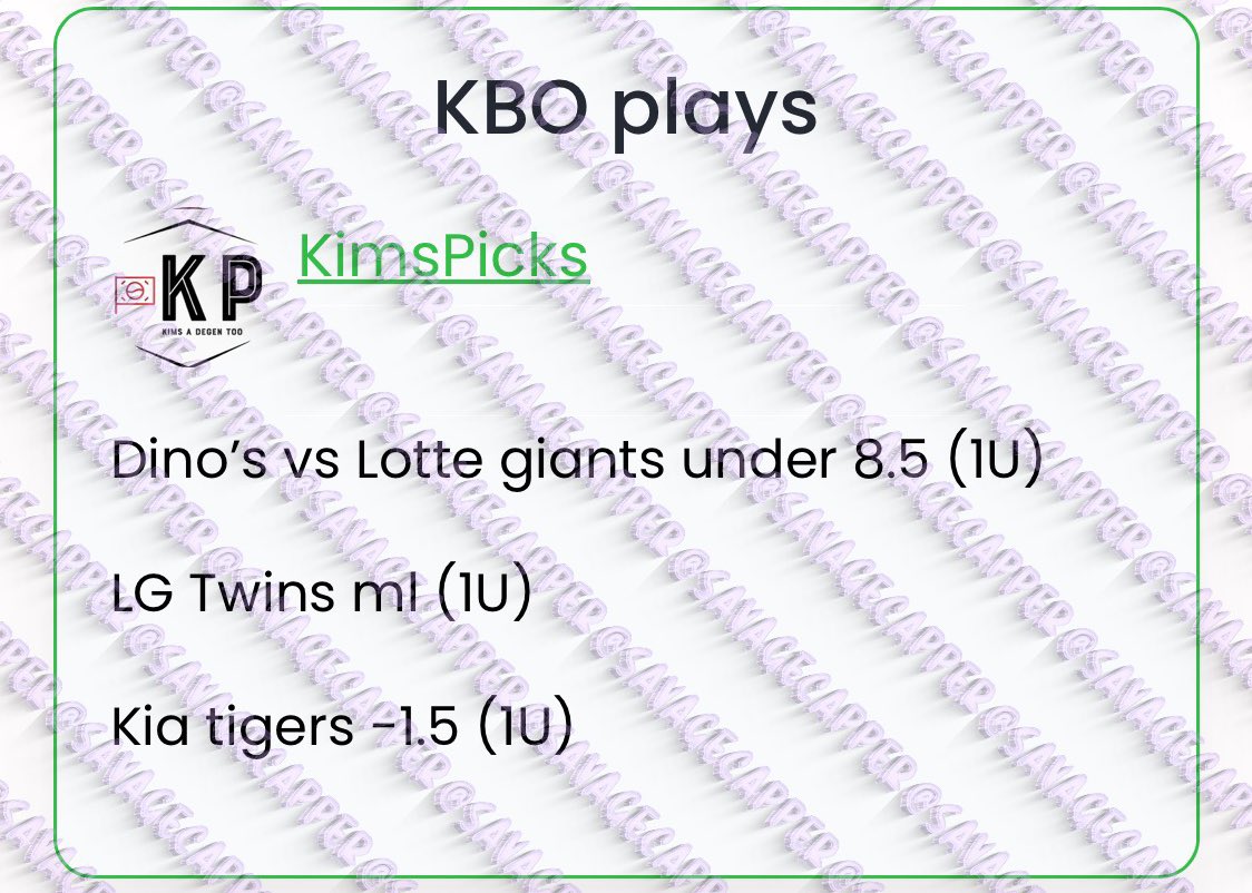 SavageCappers's tweet image. KBO WAKE &amp;amp; CASH 🇰🇷

#CaliforniaWager #BankrollBill #KimsPicks #Wakeandcash #GamblingTwitter