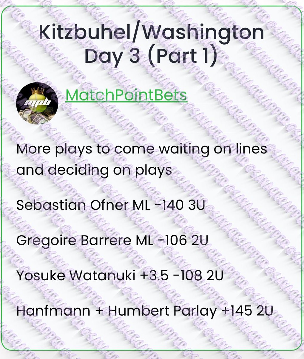 SavageCappers's tweet image. #MatchPointBets #MillerTimeLocks

TENNIS WAKE AND CASH 🎾

#GamblingTwitter #tennispicks #wakencash