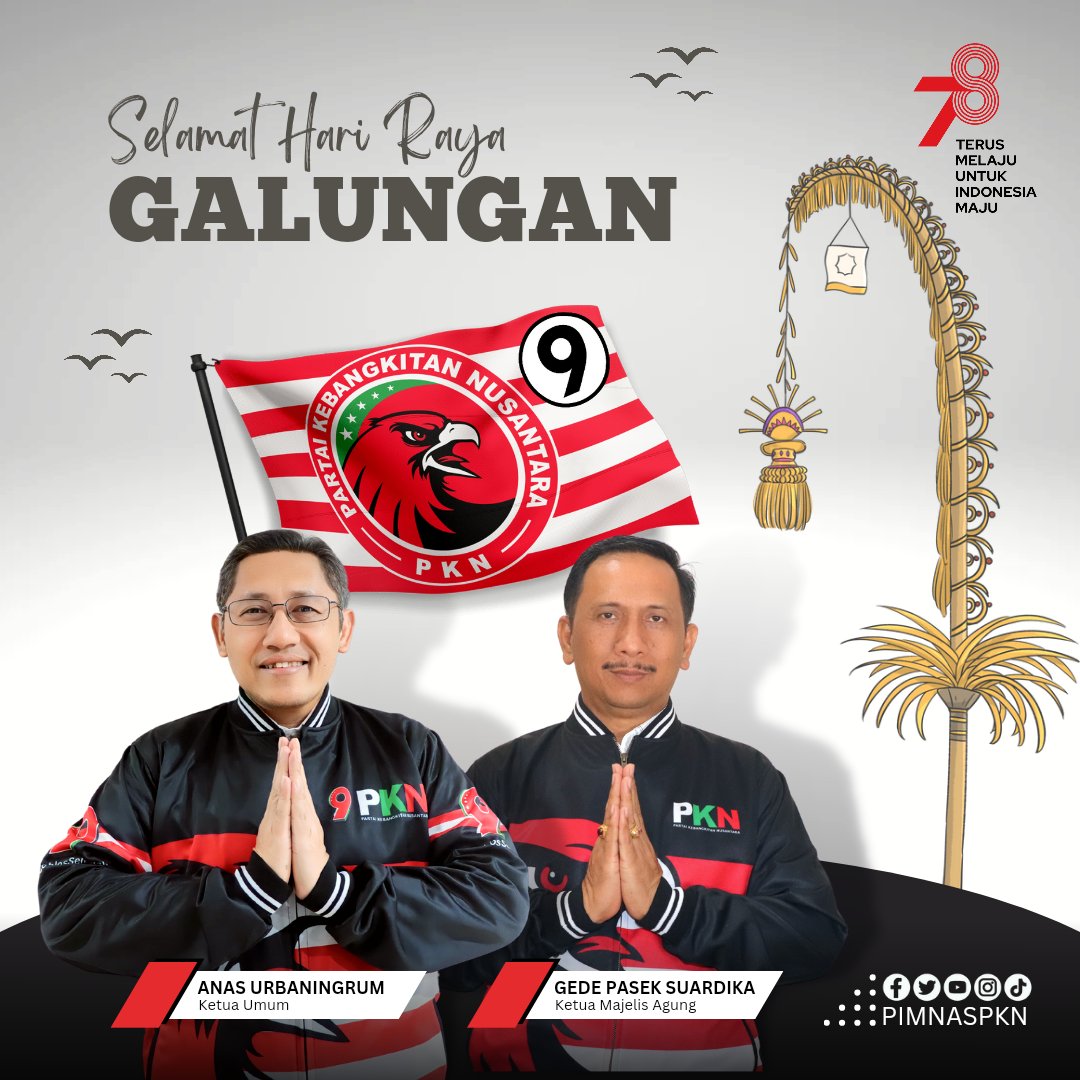 "Selamat Hari Raya Galungan. Memenangkan Kebenaran dan Keadilan melawan Kejahatan dan Kezaliman adalah Kebangkitan Nusantara" - Anas Urbaningrum (Ketua Umum PKN)

#anasurbaningrum #gedepaseksuardika #partaikebangkitannusantara #galungan