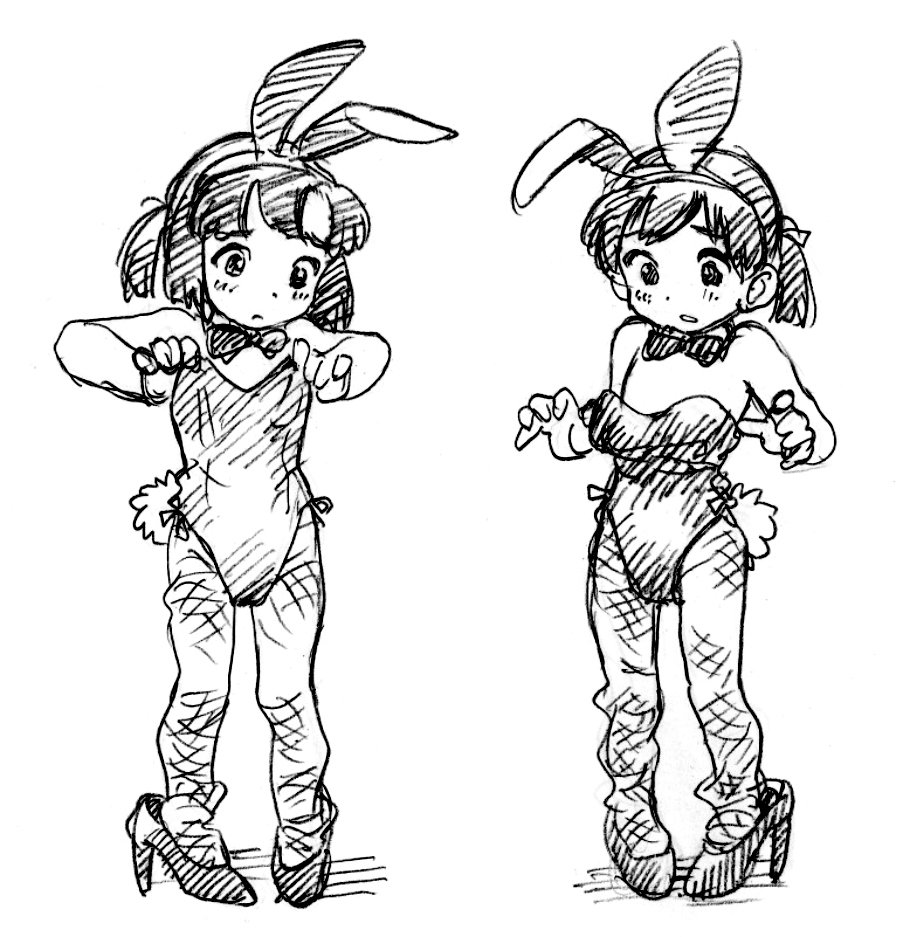ガルパン「8月2日は『バニーの日』らしいので、バニーガール落描きを再掲。  こう見えて、艦」|浅利与一義遠のイラスト